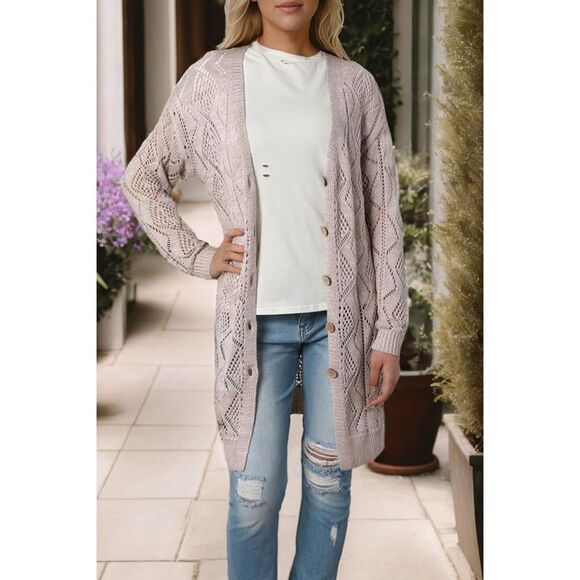 Azura Exchange  Hollow-out Knit Cardigan - Picture 6 of 8